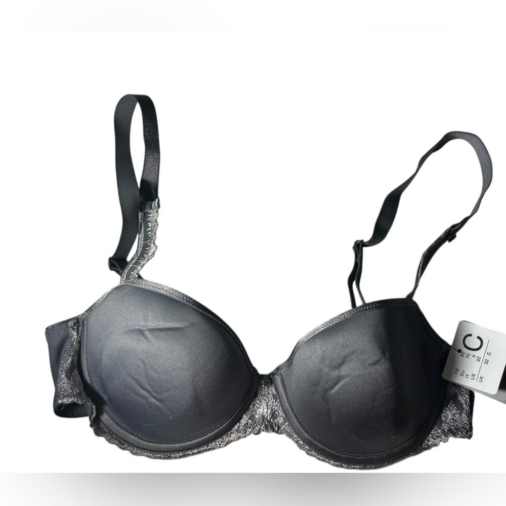 CHANTELLE dark charcoal gray underwire bra style C13M60 size 32C NWT